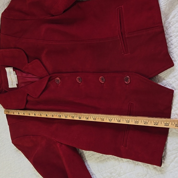 Margaret Godfrey Vintage Suede Blazer Lined Red Suede Leather Size 12 - Picture 6 of 9